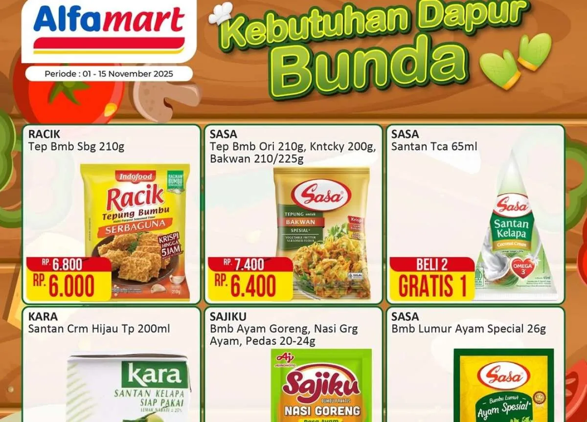Promo Alfamart Kebutuhan Dapur 1-15 November 2025, Sasa Santan Beli 2 Gratis 1