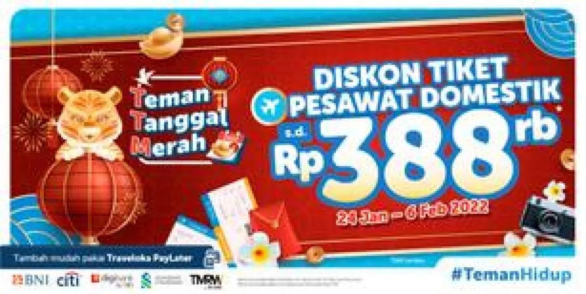 Promo Traveloka Tiket Pesawat Domestik, Diskon Hemat Hingga Rp 388.0000 