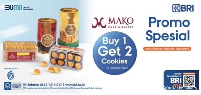 Nikmati Promo Mako Bakery x BRI Buy 1 Get 2 Selama Januari 2025