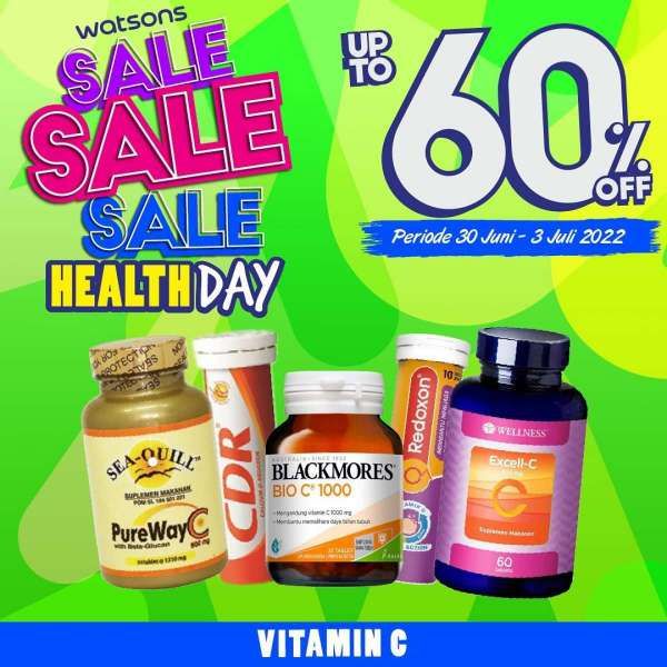 Promo Watsons Health Day sampai 3 Juli 2022, Aneka Produk Vitamin Diskon hingga 60%!