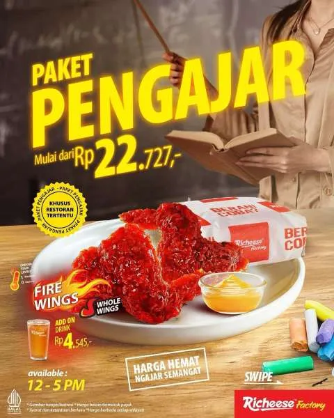 Promo Richeese Factory Paket Pengajar Senin-Kamis