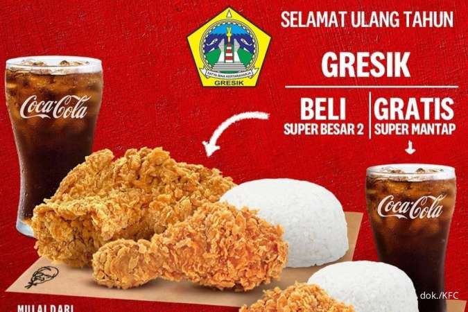 Promo KFC Spesial HUT Gresik 9 Maret 2023, Beli Super Besar 2 Gratis Super Mantap