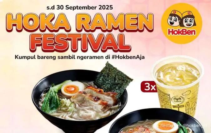 Promo Hoka Ramen Festival September 2025, Ngeramen Bareng Mulai Rp 36.000-an/Orang