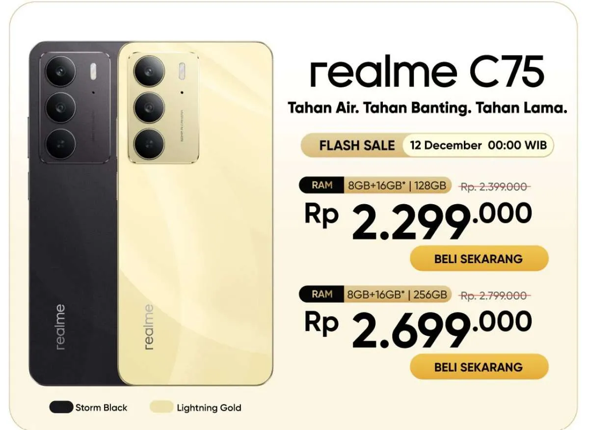 Resmi Dirilis, Ini Daftar Harga HP Realme C75 di Indonesia