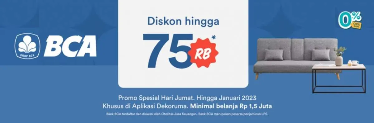 Promo Dekoruma x BCA, Belanja Furnitur Tiap Jumat Dapat Diskon Rp 75.000