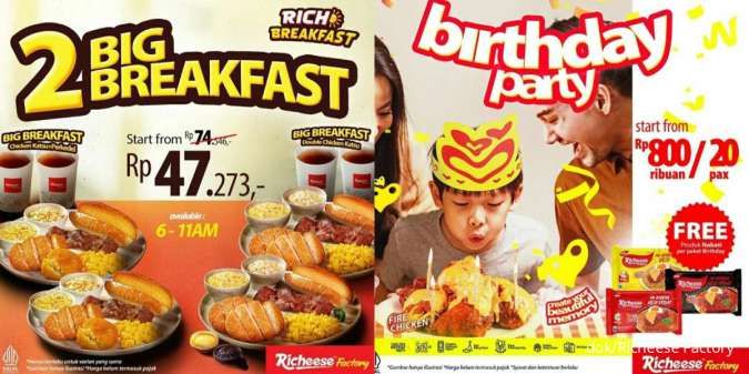 Promo Richeese Terbaru 2024, Diskon 2 Big Breakfast Tiap Jam 6-11 Pagi Jadi Rp 47.273