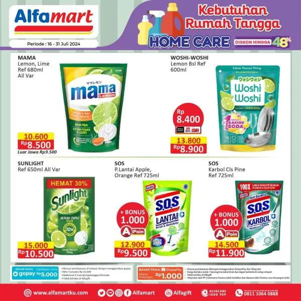 Promo Alfamart Home Care Diskon s/d 48% Periode 16-31 Juli 2024