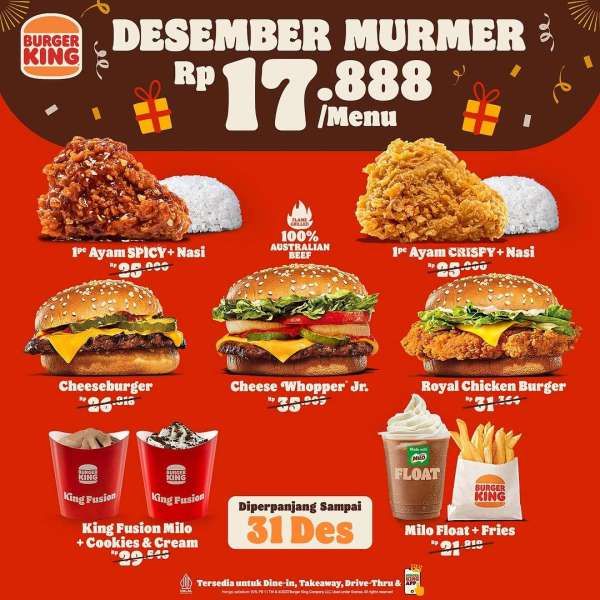 Promo Burger King Serba Rp 17.000-an Diperpanjang Sampai 31 Desember 2023