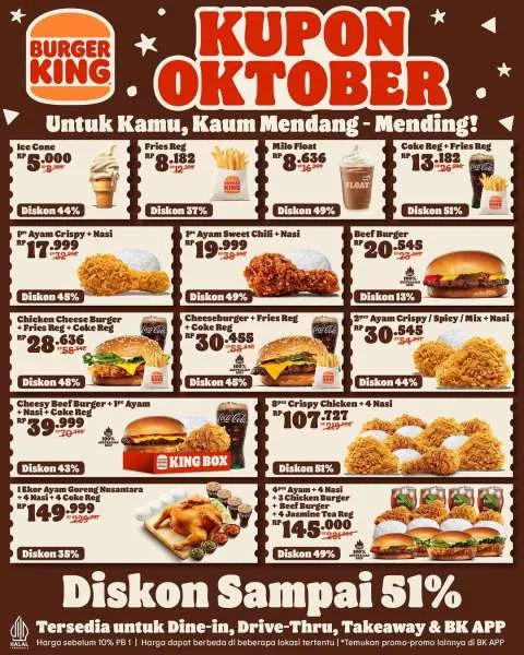 Promo Burger King Kupon Oktober 2025 Diskon sampai 51%