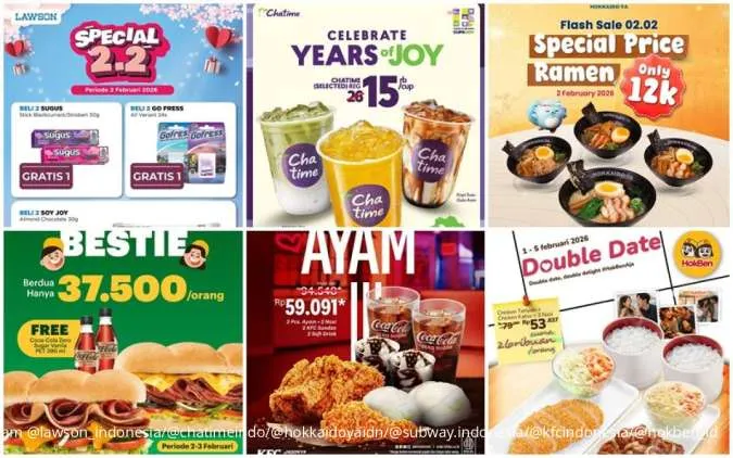 7 Promo 2.2 Kuliner Favorit: Banjir Diskon di Lawson hingga HokBen, Cek Sekarang!
