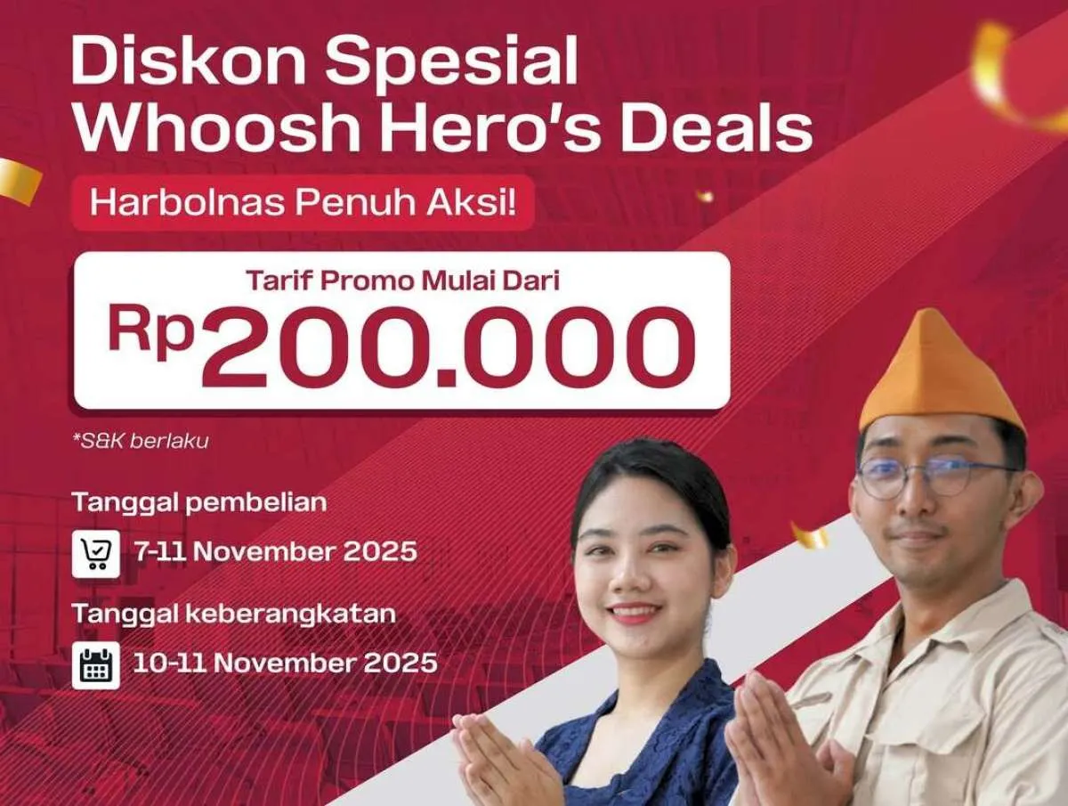 Spesial Harbolnas! Promo Whoosh Hari Pahlawan 7–11 November, Tiket Mulai Rp 200K Saja