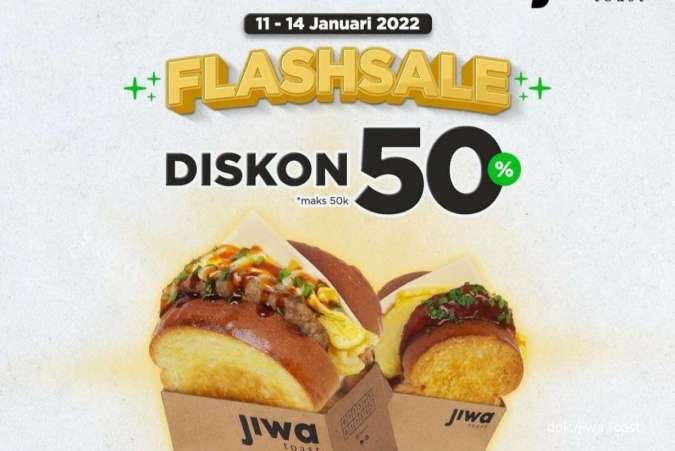 Promo Jiwa Toast Januari 2022, Berbagai Promo Diskon Gede-gedean via Ojek Online