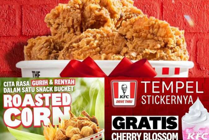 Promo KFC Gratis Cherry Blossom Float via Drive Thru dan Snack Bucket Roasted Corn