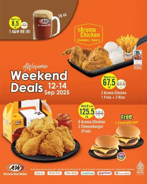 Promo A&W Weekend Deals 12-14 September 2025
