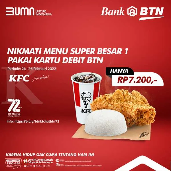 Promo KFC Spesial HUT BTN ke-72