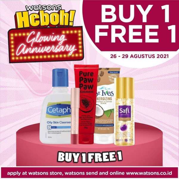 Promo Watsons Beli 1 Gratis 1, Berlaku Sampai 29 Agustus 2021 Saja!