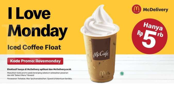 Promo McD 15 November 2021, Setiap Senin Iced Coffee Float Rp 5.000 di I Love Monday