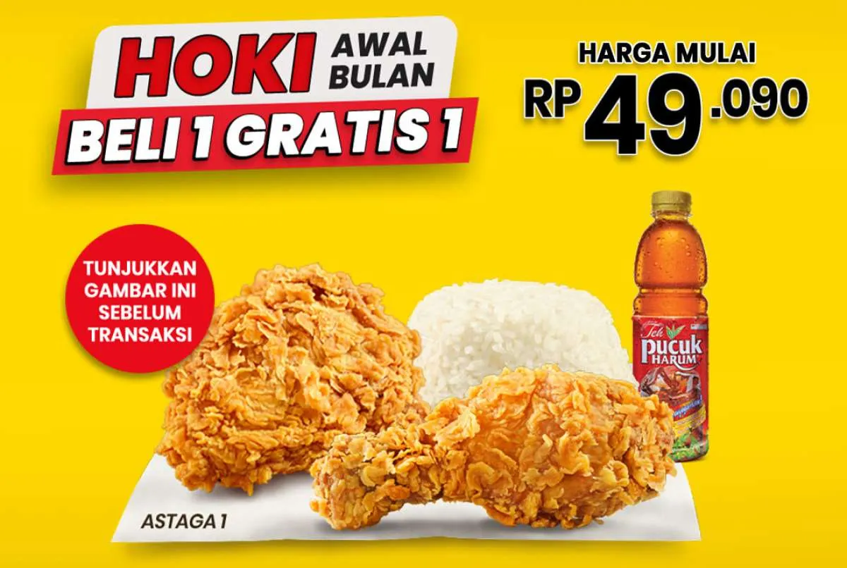 Promo CFC Hoki Awal Bulan 1-5 Oktober, Beli 1 Gratis 1 Pakat Ayam Goreng Komplit