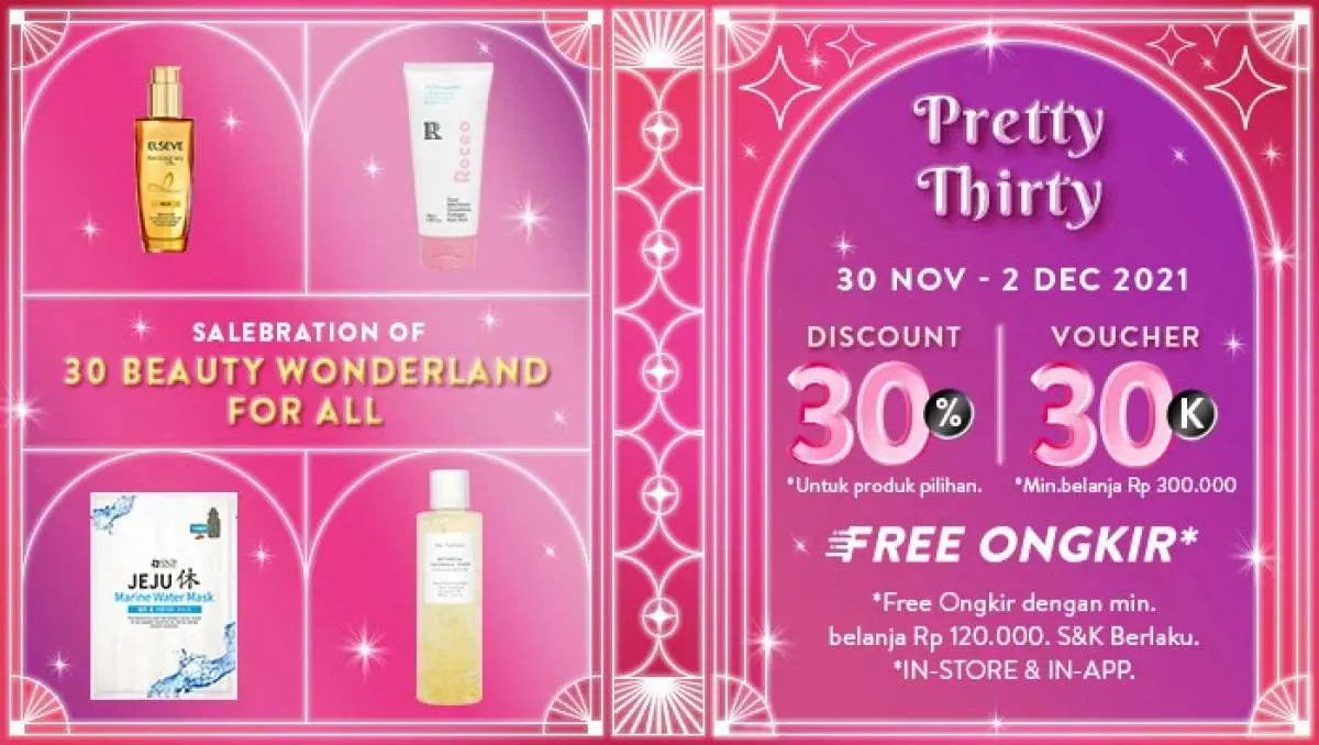 Promo Sociolla Pretty Thirty, Produk Kecantikan Pilihan Diskon 30% + Free Ongkir