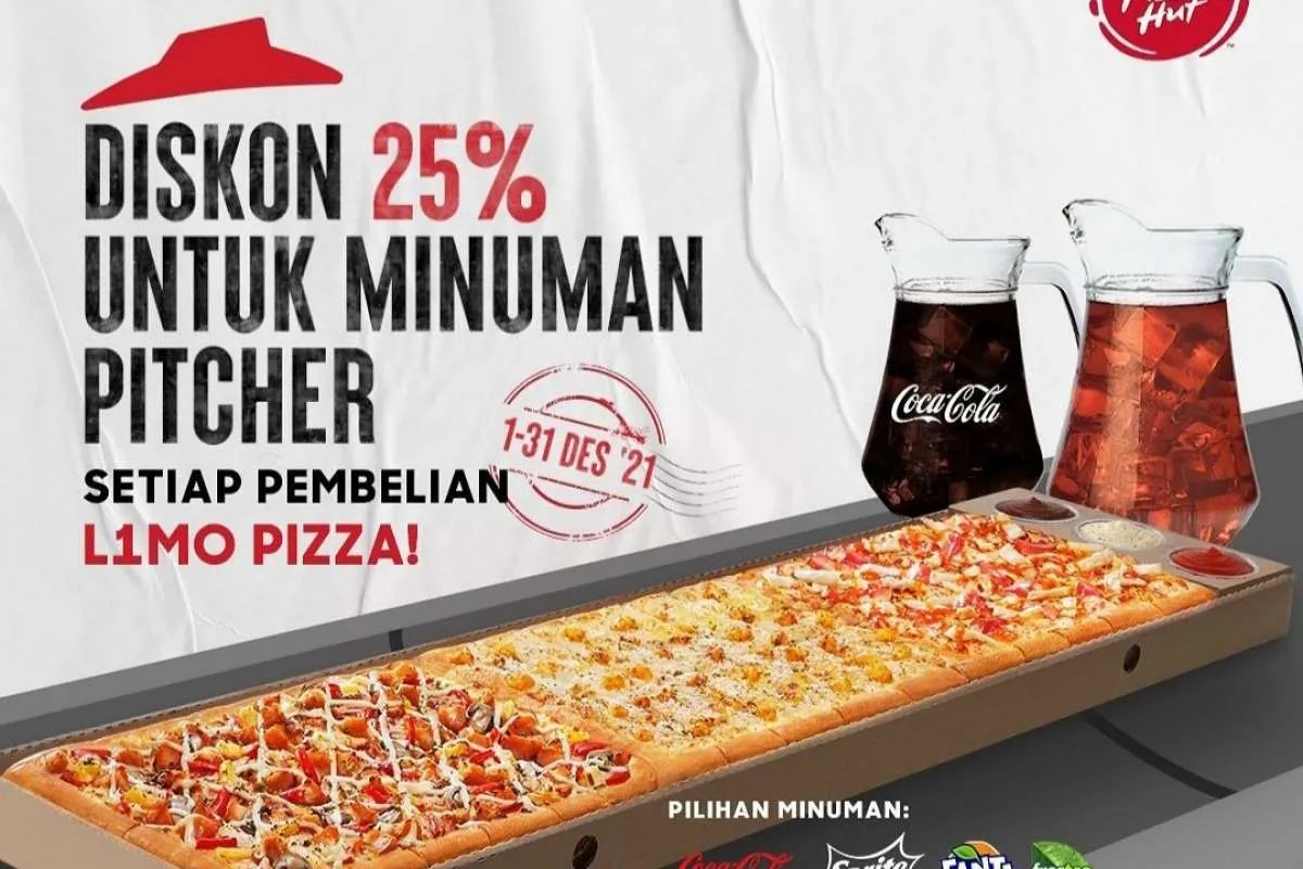 Promo Pizza Hut Desember, Diskon 25% Minuman Pitcher Setiap Beli Limo Pizza