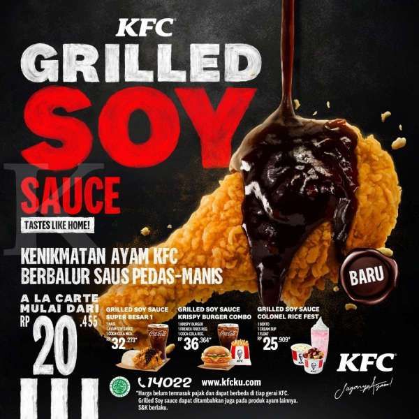 Terbaru! Promo KFC hari ini 20 Februari 2021, grilled soy sauce chicken Rp 20.455