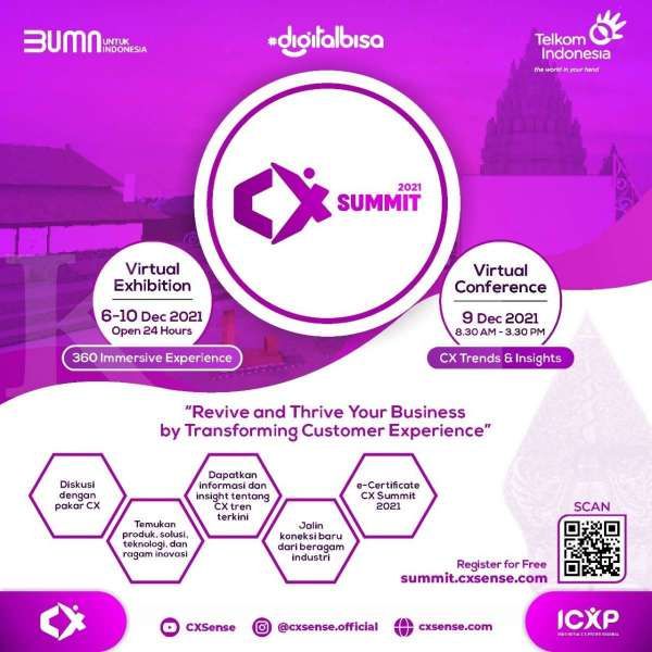 CX Summit 2021: Telkom Dorong Peningkatan Kualitas Pengalaman Pelanggan untuk Tumbuhkan Kembali Bisnis di Era New Normal