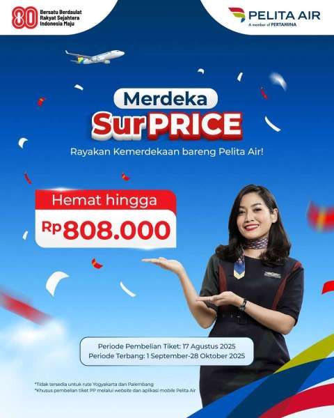Pelita Air Diskon HUT ke-80 RI di Bulan Agustus 2025