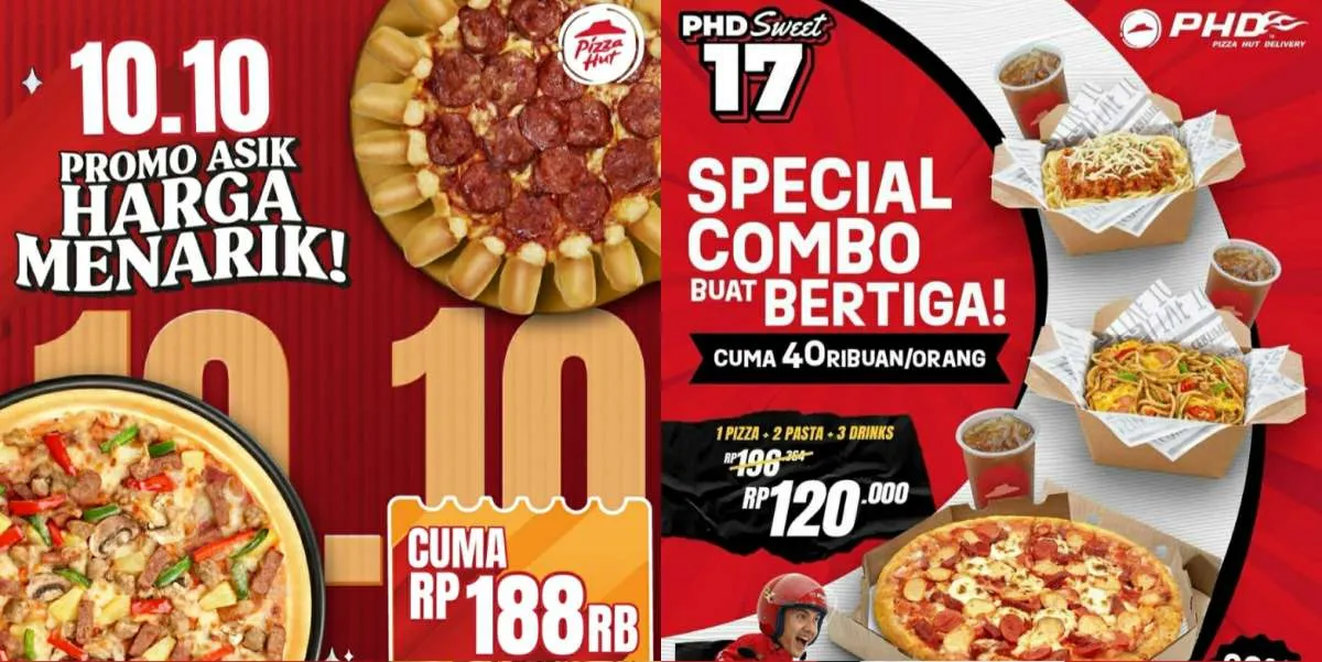 Promo 10.10 Pizza Hut & PHD 1 Hari Saja, Pesan 3 Menu Cuma Rp 40.000-an