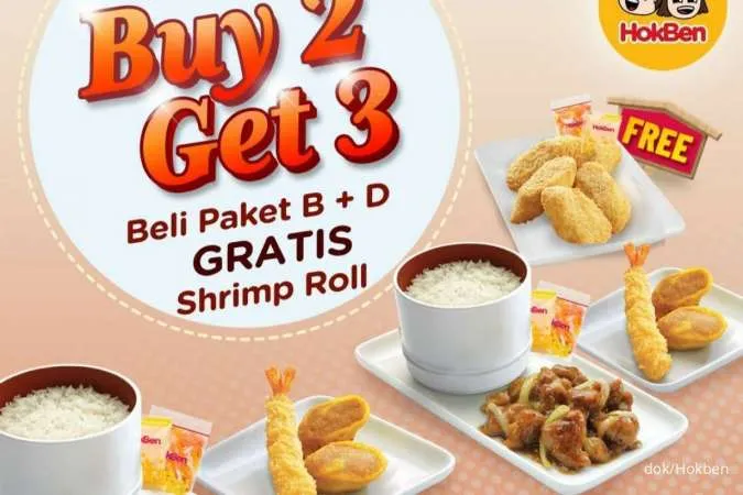Promo Hokben Hari Ini 15 November 2022, Beli 2 Dapat 3 Paket B, D, dan Shrimp Roll