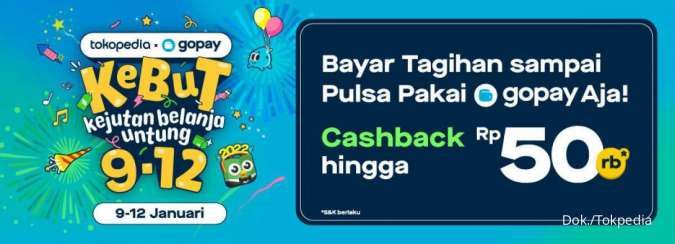 Promo Tokopedia 9-12 Januari, Beli Pulsa Pakai GoPay Dapat Cashback Hingga 50.000