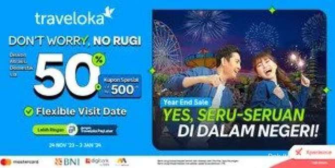 Promo Traveloka 24 Nov 2023 - 3 Jan 2024, Nikmati Diskon Atraksi Domestik Hingga 50%