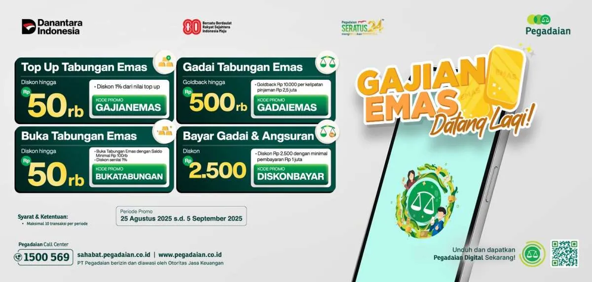 Promo Gajian Emas: Gadai Tabungan & Bayar Angsuran di Pegadaian Digital
