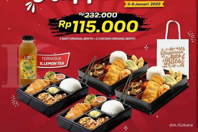 Promo Gokana 6-9 Januari 2022, Ada 4 Bento Jumbo dan 1 Liter Lemon Tea Rp 115.000