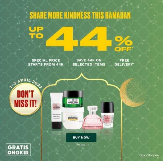 Promo The Body Shop Sambut Ramadan Deals, Harga Mulai Rp 44.000 s/d 3 April 2022!