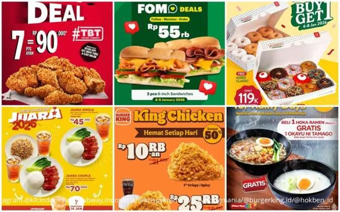 8 Promo Kuliner Favorit Hari Ini 8 Januari 2026, KFC hingga HokBen Harga Spesial