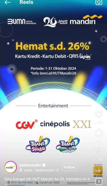 Promo HUT Mandiri 26 Mulai 1-31 Oktober 2024