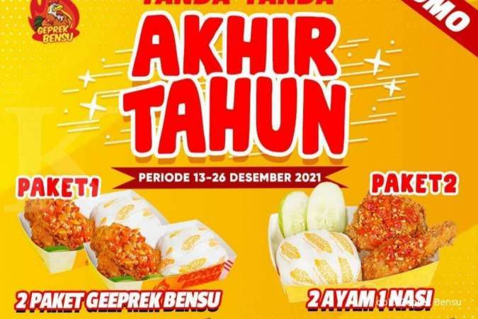 Promo Geprek Bensu 13-26 Desember 2021, 2 Paket Ayam Geprek Mulai Rp 25.000