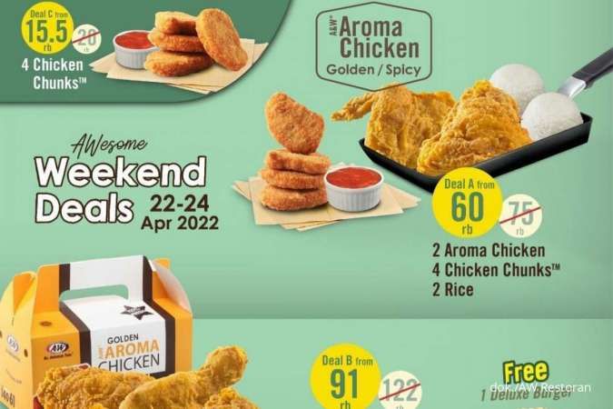 Promo AW Restoran 22-24 April 2022, Ada 3 Varian Paket Weekend Deals Hemat