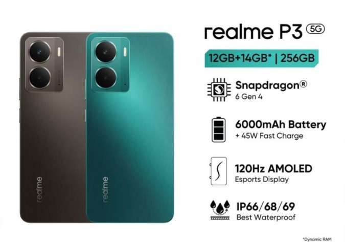Spesifikasi & Harga Realme P3: Snapdragon 6 Gen 4, Baterai 6.000 mAh, Rp 5,2 Juta