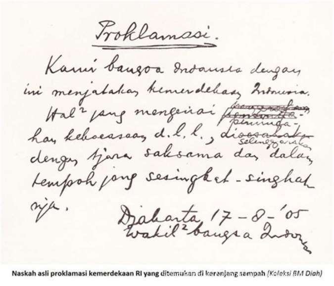 Perbedaan Teks Proklamasi Tulisan Tangan dengan Ketikan serta Maknanya Bagi Indonesia