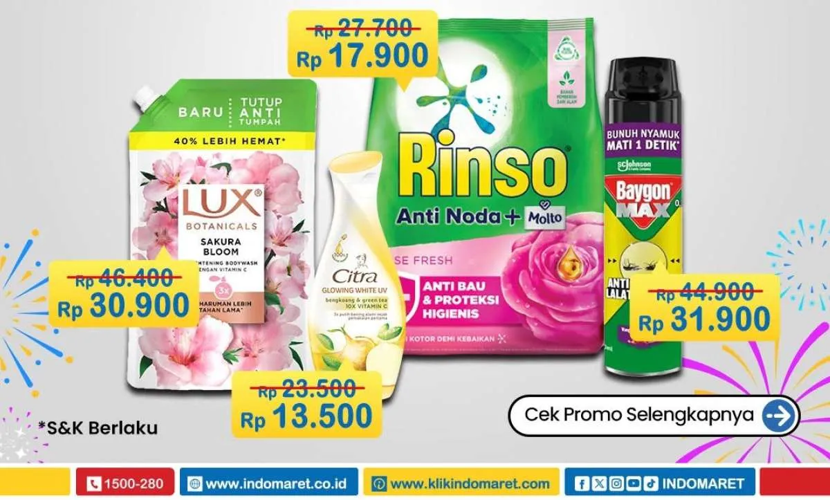 Promo Deterjen dan Sabun Mandi di Indomaret-Alfamart dan Superindo Weekday Terbaru