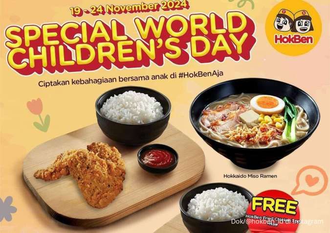 Promo HokBen Spesial Hari Anak Sedunia di November 2024, Cuma Rp 20.000-an Per Orang