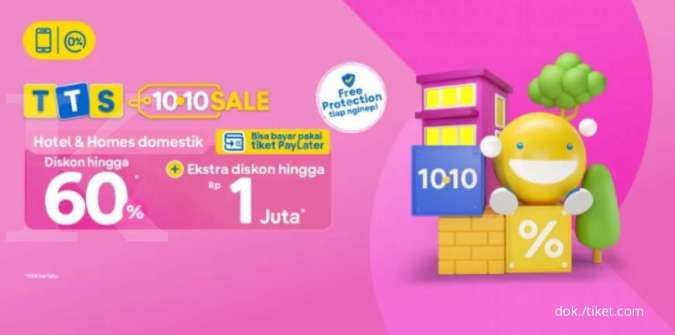 Promo 10.10 Tiket.com, Diskon Hotel & Homes Domestik 60% Extra Rp1juta