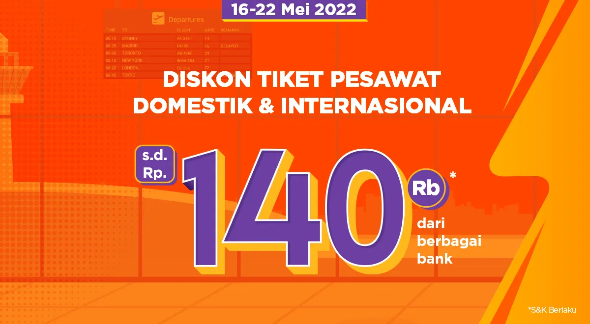 Promo Salecation dari PegiPegi, Diskon Tiket Pesawat s.d Rp140.000