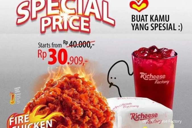 Promo Richeese Factory Juni 2022, Combo Fire Chicken Harga Spesial Hemat Rp 10.000