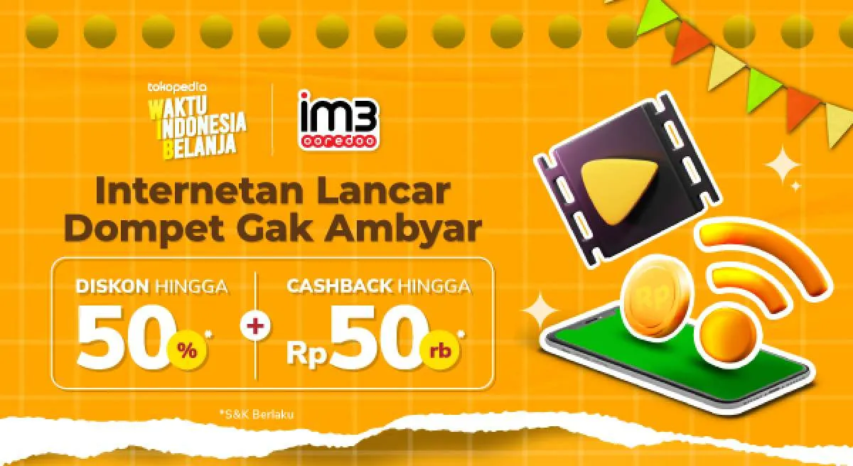 Promo Tokopedia Juni 2022, Beli Paket Data Indosat Dapat Diskon 50%.
