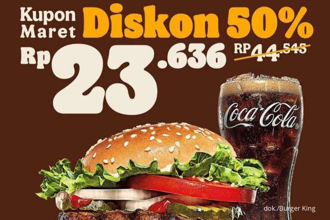 Promo Burger King 1-30 Maret 2022, Ada Kupon Maret Serba Diskon 50%