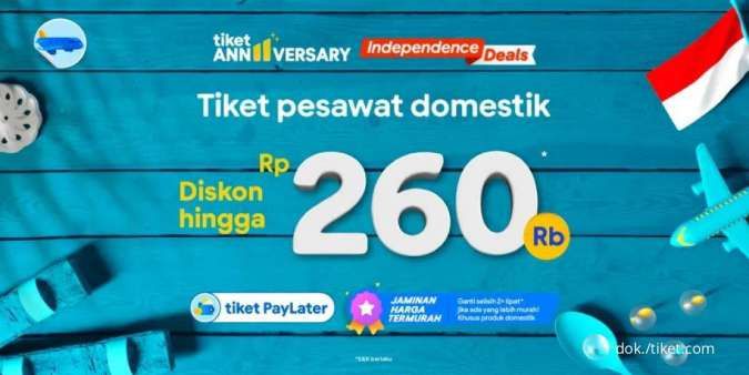 Promo Tiket.com Spesial Kemerdekaan, Diskon Tiket Pesawat hingga Rp 260.000 