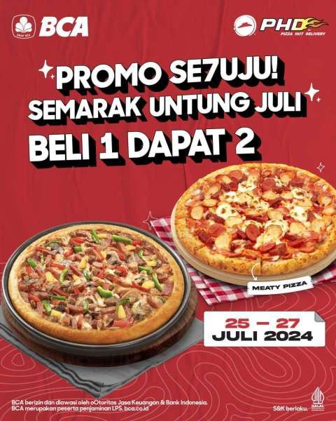 Promo Pizza Hut x BCA Beli 1 Gratis 1 25-27 Juli 2024