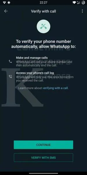 Flash calls WhatsApp